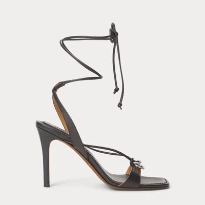 Polo Ralph Lauren O-ring Leather Wrap Sandal In Black