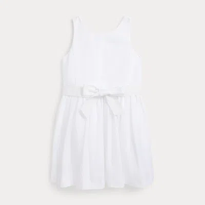 Ralph Lauren Kids' Ottoman-ribbed Cotton Dress In White