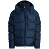 Ralph Lauren Quilted Hooded Jacket With Pockets And Chest Pocket In Blue