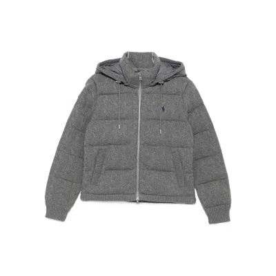 Ralph Lauren Quilted Hooded Jacket In Gray