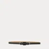 Ralph Lauren Oval-buckle Calfskin Skinny Belt In Black