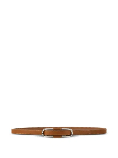 Ralph Lauren Oval-buckle Leather Belt In Brown