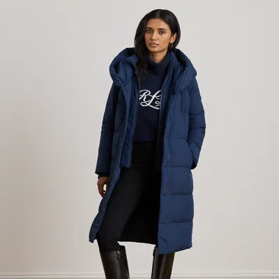 Ralph Lauren Oversize-collar Quilted Down Coat In Blue