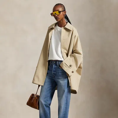 Ralph Lauren Oversize Cotton Twill Car Coat In Nude
