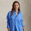 Ralph Lauren Oversize Fit Linen Shirt In Harbor Island Blue