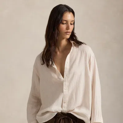 Polo Ralph Lauren Oversize Fit Linen Shirt In Antique Cream In Neutral