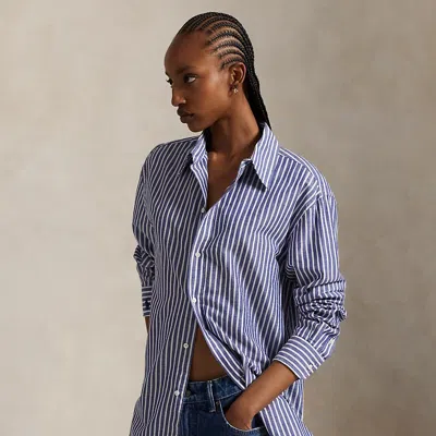 Ralph Lauren Oversize Fit Striped Cotton-linen Shirt In Multi