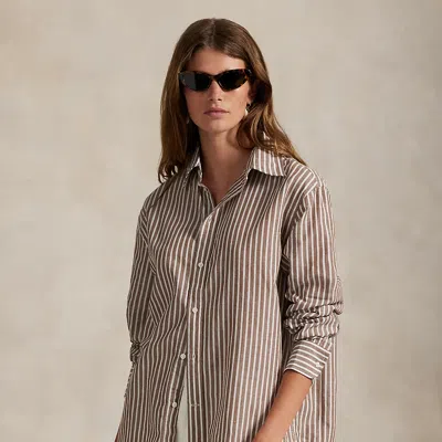 Ralph Lauren Oversize Fit Striped Cotton-linen Shirt In Multi