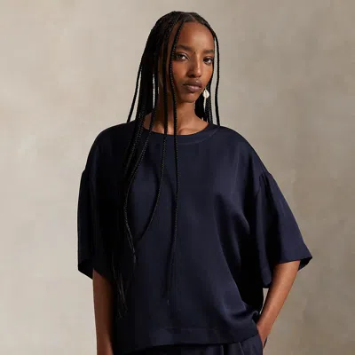 Polo Ralph Lauren Oversize Satin Tee In Atlantic In Multi