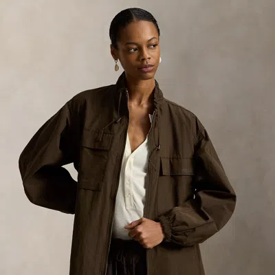 Ralph Lauren Oversize Utility Windbreaker In Brown