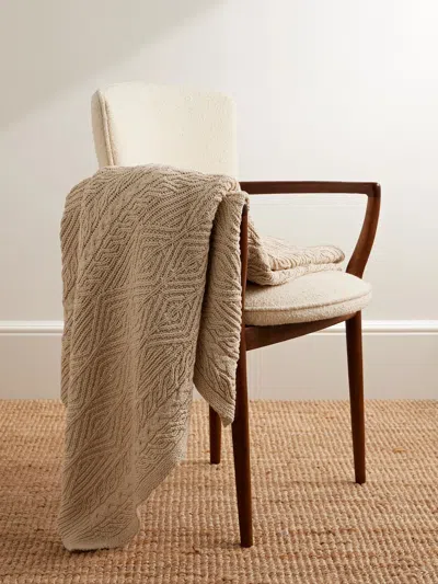 Ralph Lauren Owen Cable-knit Cotton Blanket In Neutral
