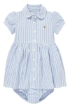 Polo Ralph Lauren Ralph Lauren Oxford Stripe Piqué Dress & Bloomers In Harbor Island Blue/ White