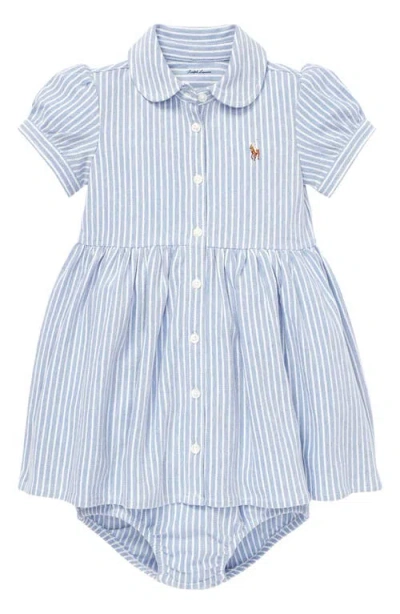 Polo Ralph Lauren Kids' Ralph Lauren Oxford Stripe Piqué Dress & Bloomers In Harbor Island Blue/ White