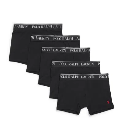 Ralph Lauren Kids' Pack Of 5 Stretch-cotton Boxer Briefs In Black