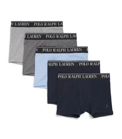 Ralph Lauren Pack Of 5 Stretch-cotton Boxer Briefs In Blue