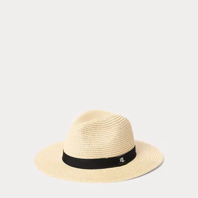 Ralph Lauren Packable Straw Fedora In Metallic