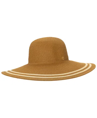 Ralph Lauren Packable Stripe Sun Hat In Brown