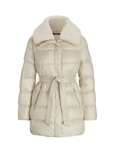 Ralph Lauren Padded Quilted Jacket With Plush Collar In Neutral