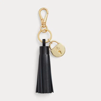 Ralph Lauren Padlock & Leather Tassel Charm In Black