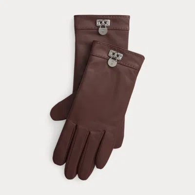 Ralph Lauren Padlock-charm Sheepskin Tech Gloves In Brown