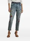 Ralph Lauren Print Boyfriend Tapered Ankle Jean In Blue