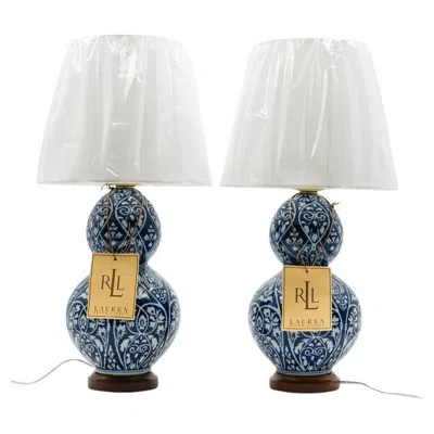 Pre-owned Ralph Lauren Pair Of Large  Ex Display Blue & White Ceramic Table Lamps (2/2)