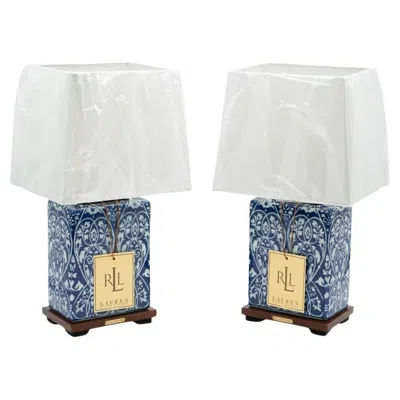 Pre-owned Ralph Lauren Pair Of  Ex Display Blue & White Ceramic Table Lamps (2/2)