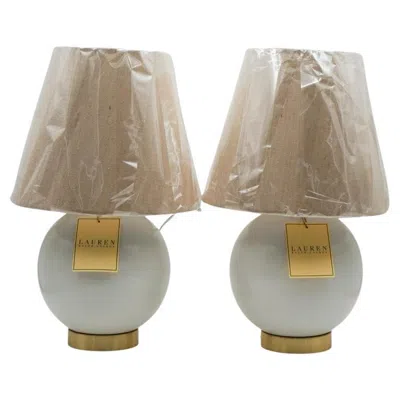 Pre-owned Ralph Lauren Pair Of  Ex Display White Ceramic Table Lamps Including Shades (1/2)