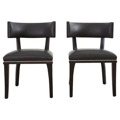 Pre-owned Ralph Lauren Pair Of  Leather Clivedon Dining Chairs In Brown