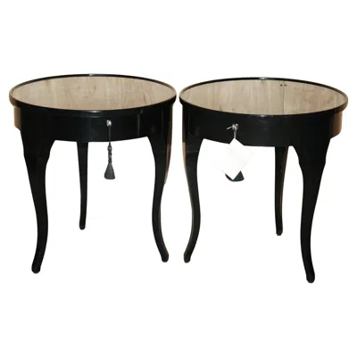 Pre-owned Ralph Lauren Pair Of  Mayfair Occasional Side End Lamp Wine Tables In Brown