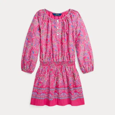 Ralph Lauren Kids' Paisley Cotton Batiste Dress In Pink