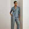 Ralph Lauren Paisley Cotton-blend Sateen Sleep Set In Blue