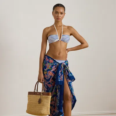 Ralph Lauren Paisley Cotton Voile Wrap Skirt Cover-up In Multi In Blue