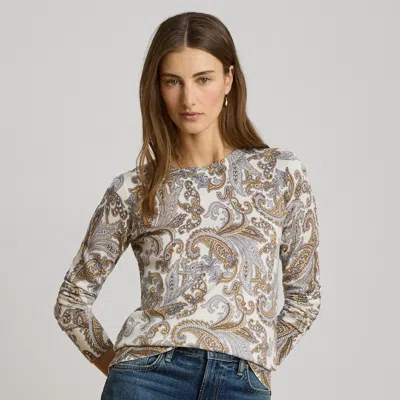 Ralph Lauren Paisley Cotton-modal Sweater In Cream Multi