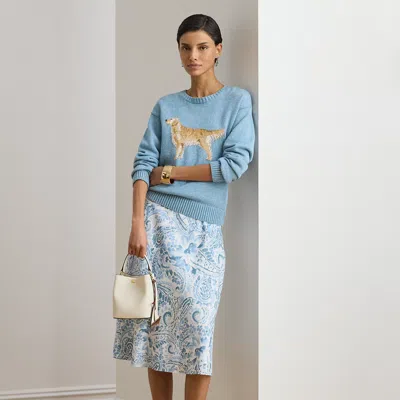 Ralph Lauren Paisley Crepe Midi Skirt In Blue