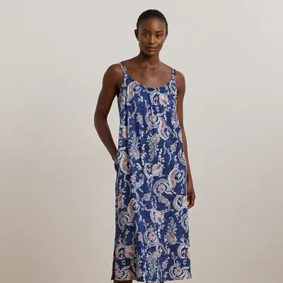 Ralph Lauren Paisley Double-strap Ballet Nightgown In Blue