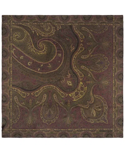 Ralph Lauren Paisley Large Square Scarf In Honey Tan