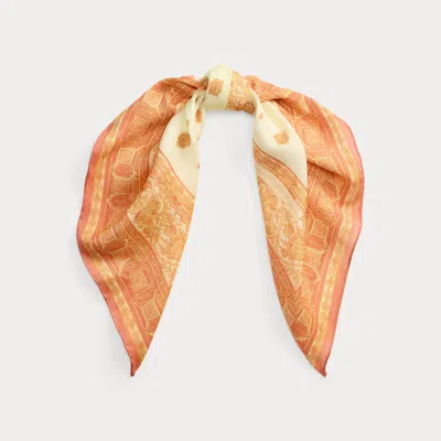 Ralph Lauren Paisley Modal-silk Square Scarf In Cream In Orange