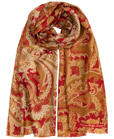 Ralph Lauren Paisley Oversized Oblong Scarf In Red
