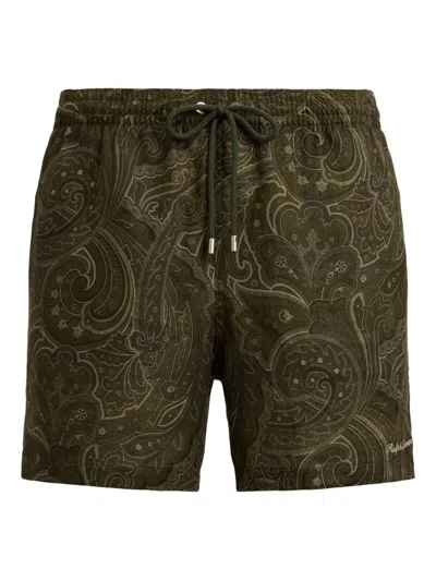 Ralph Lauren Paisley-pattern Drawstring Swim Shorts In Green