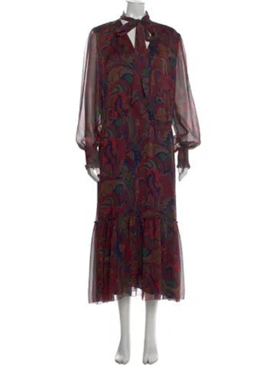 Pre-owned Ralph Lauren Paisley Print Long Dress In Red