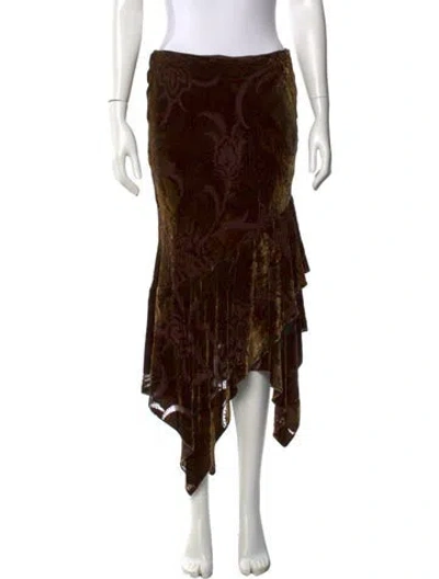 Pre-owned Ralph Lauren Paisley Print Long Skirt In Brown
