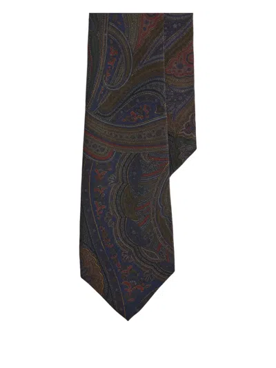 Ralph Lauren Purple Label Standard Paisley Silk Tie In Brown