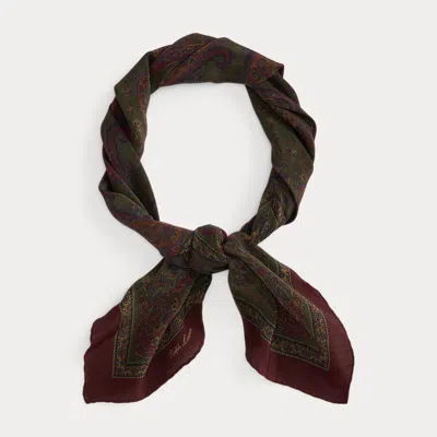Ralph Lauren Purple Label Paisley Silk Neckerchief In Brown