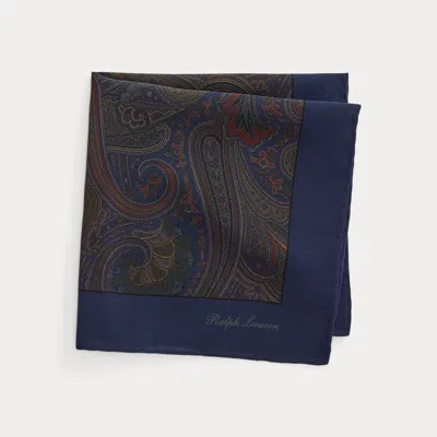 Ralph Lauren Paisley-print Silk Pocket Square In Gray