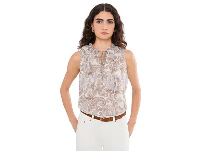 Ralph Lauren Paisley Ruffle-trim Georgette Blouse Women's Blouse Cream/multicolor: Sm In White