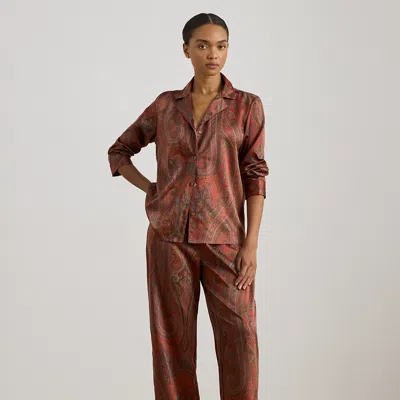 Ralph Lauren Paisley Satin Sleep Set In Red