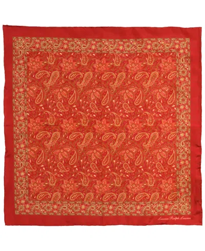Ralph Lauren Paisley Square Scarf In Orange