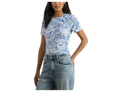Ralph Lauren Paisley Stretch Cotton Crewneck T-shirts In Blue
