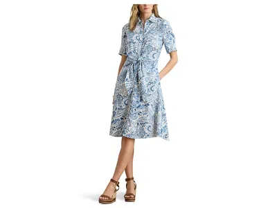 Ralph Lauren Paisley Tie-front Linen Shirtdress In Multi